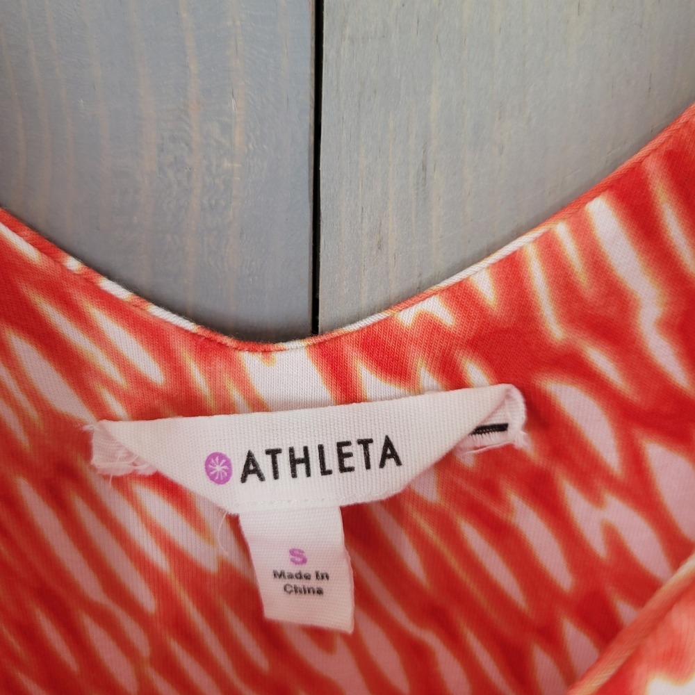 Athleta Fit and Flare‎ Dress Womens S Orange Orange White Reef Knit Jersey - Picture 6 of 8